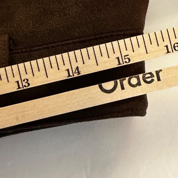 APT 9 Brown Faux Suede Mini Skirt Front Zipper Slash Pockets SZ S Preppy Academi - Picture 10 of 14